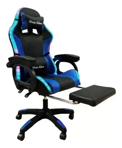 Silla Gamer STAR VISION Negro/Azul C/Luz