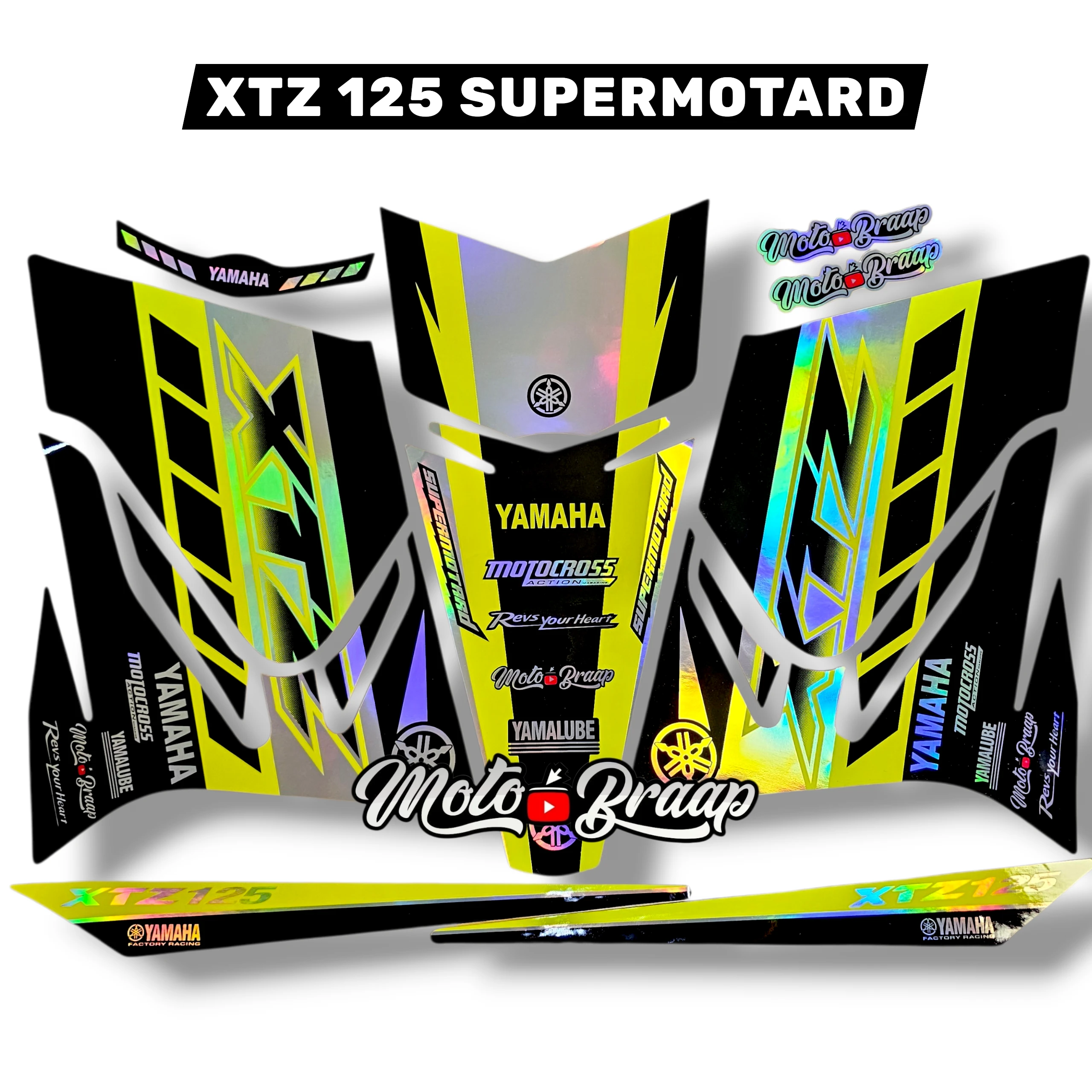 Xtz 125 calcomanias SUPERMOTARD TORNASOL AMARILLO