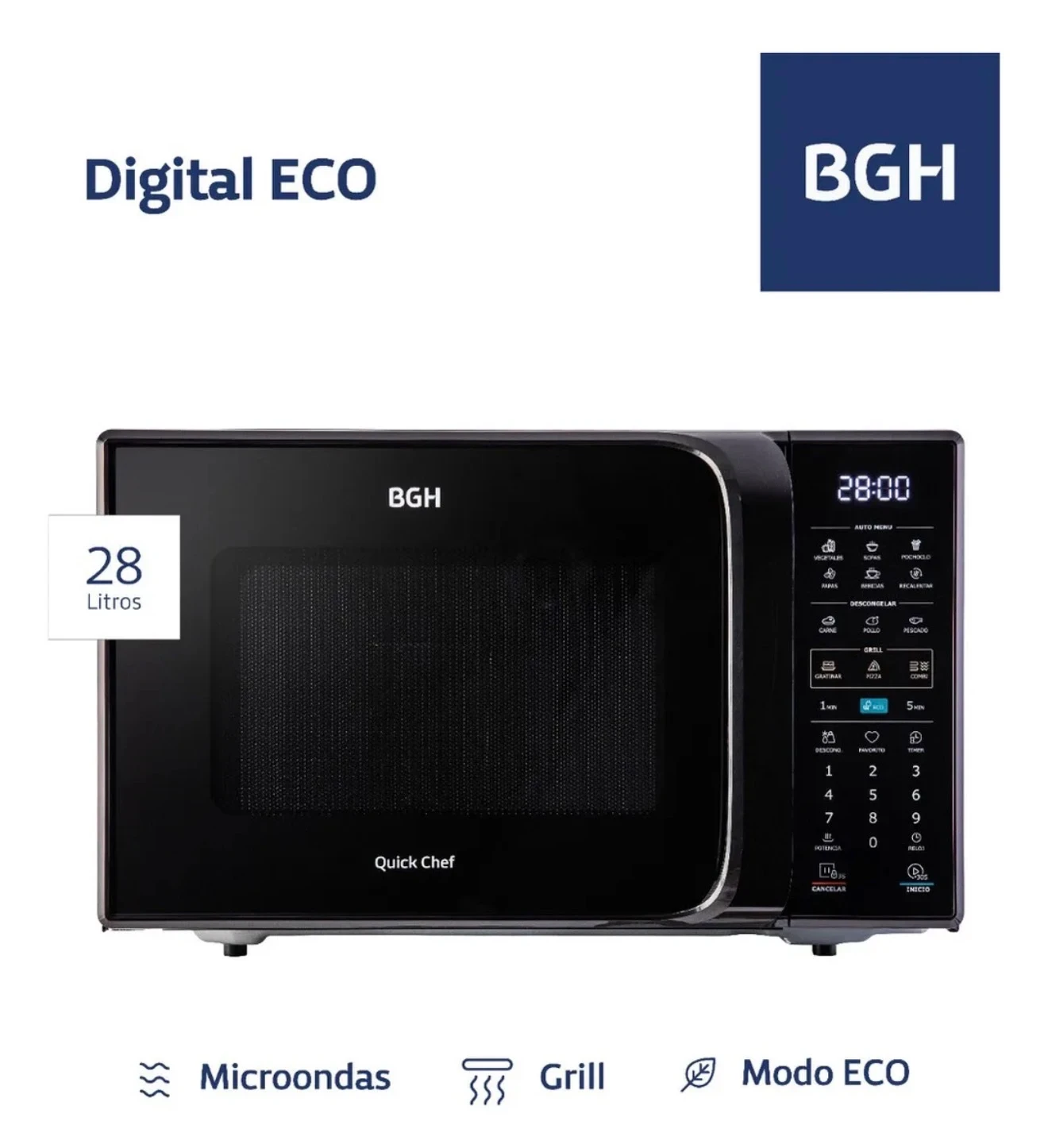 MICROONDAS DIGITAL BGH 28LTS QUICK CHEF 