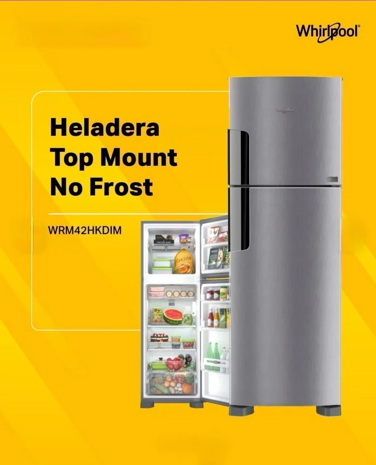 HELADERA WHIRLPOOL 380L NF INOX INVERTER