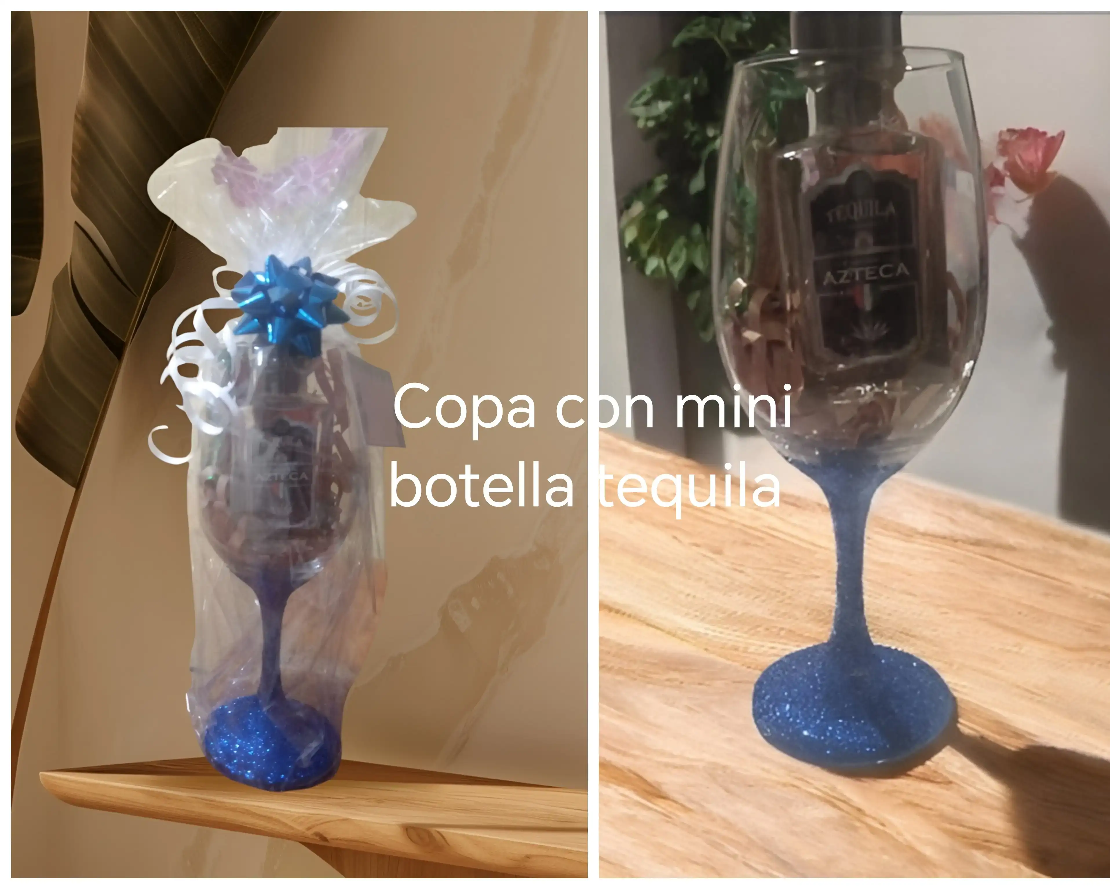 Copa con mini botella
