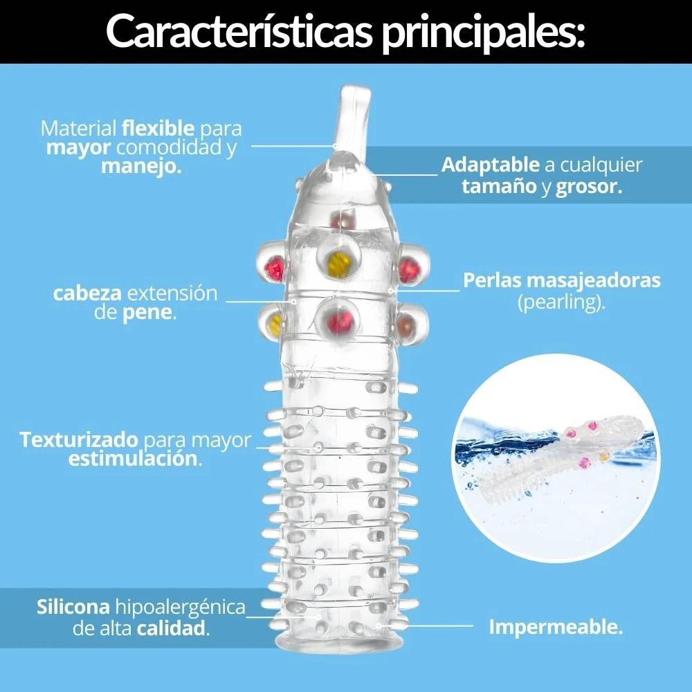 Funda para pene perlas retardante  2