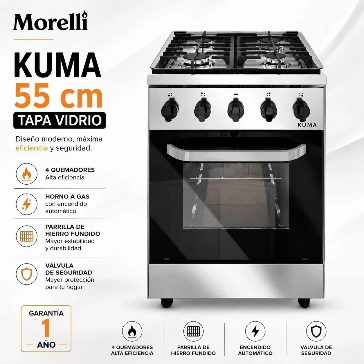 COCINA MORELLI SAHO KUMA PUERTA VIDRIO 55cm