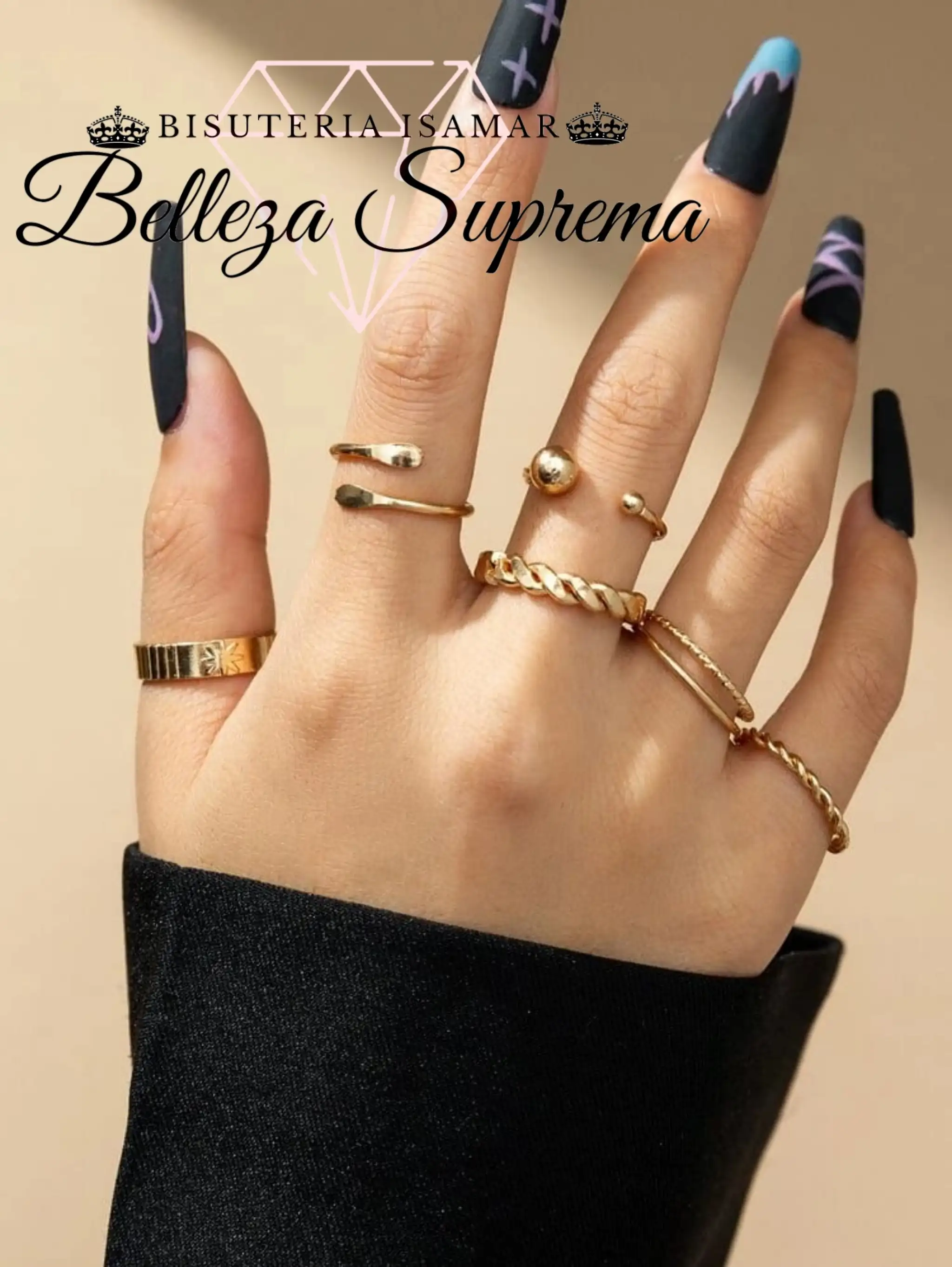 SET DE ANILLOS DORADOS MÍNIMALISTAS CUERDA 6
