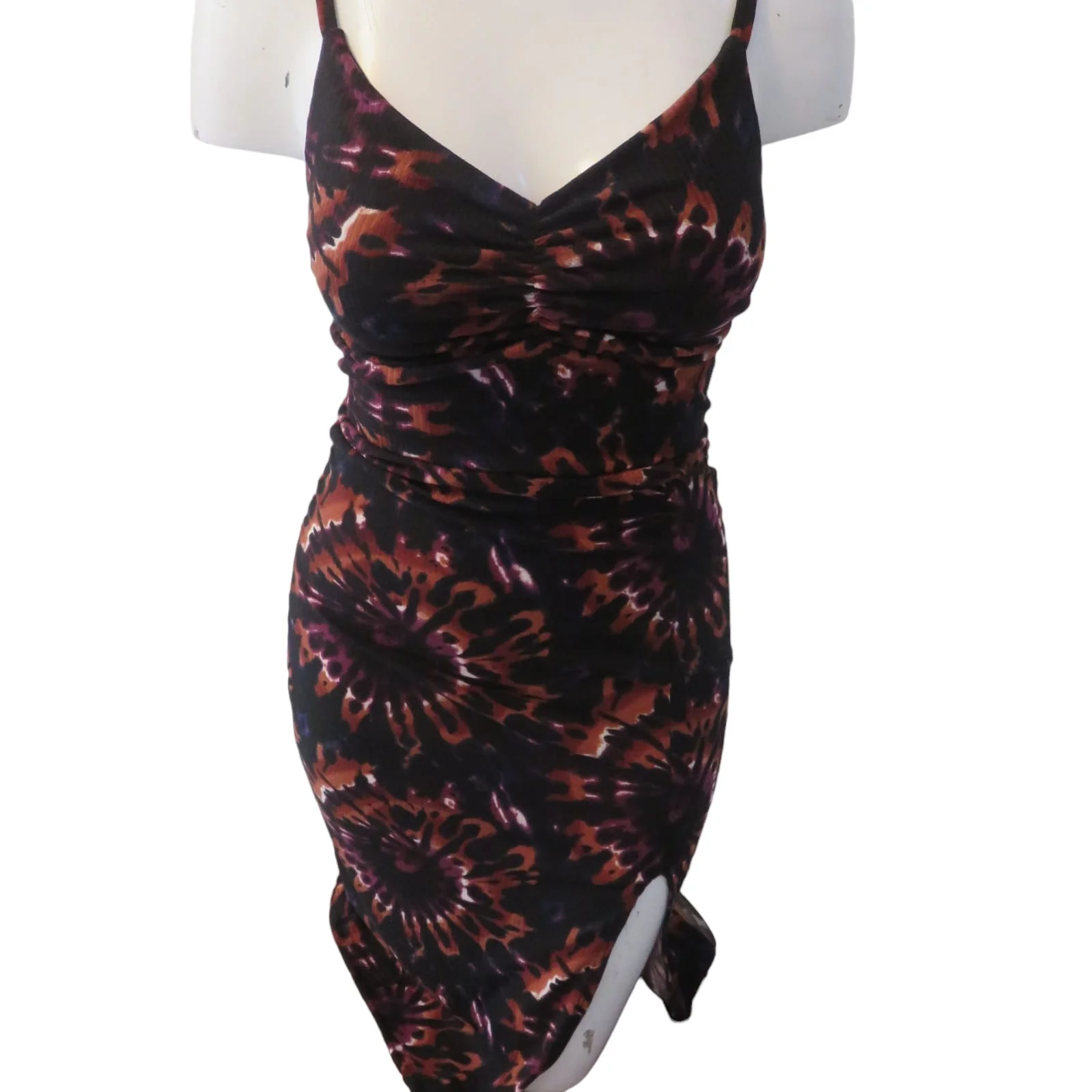 Vestido negro con café largo 