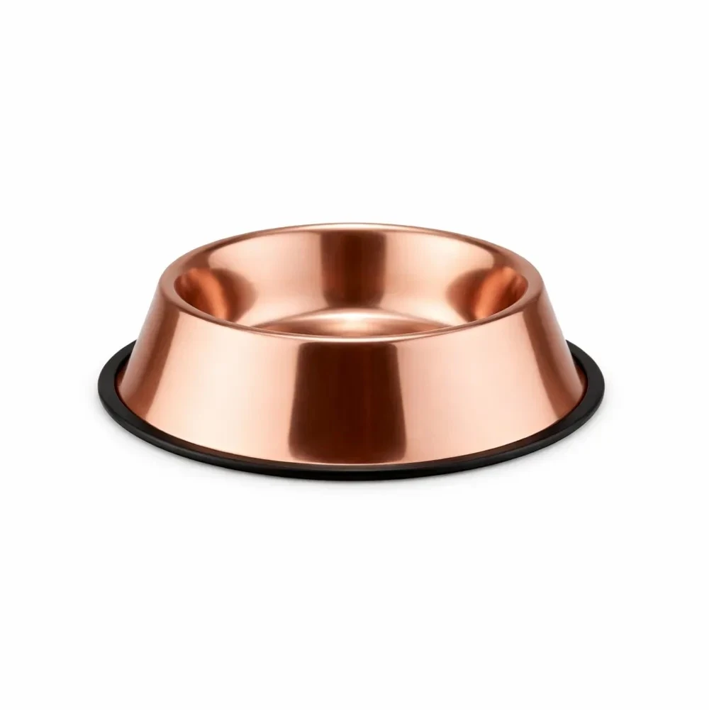 Plato metálico con base antideslizante color cobre