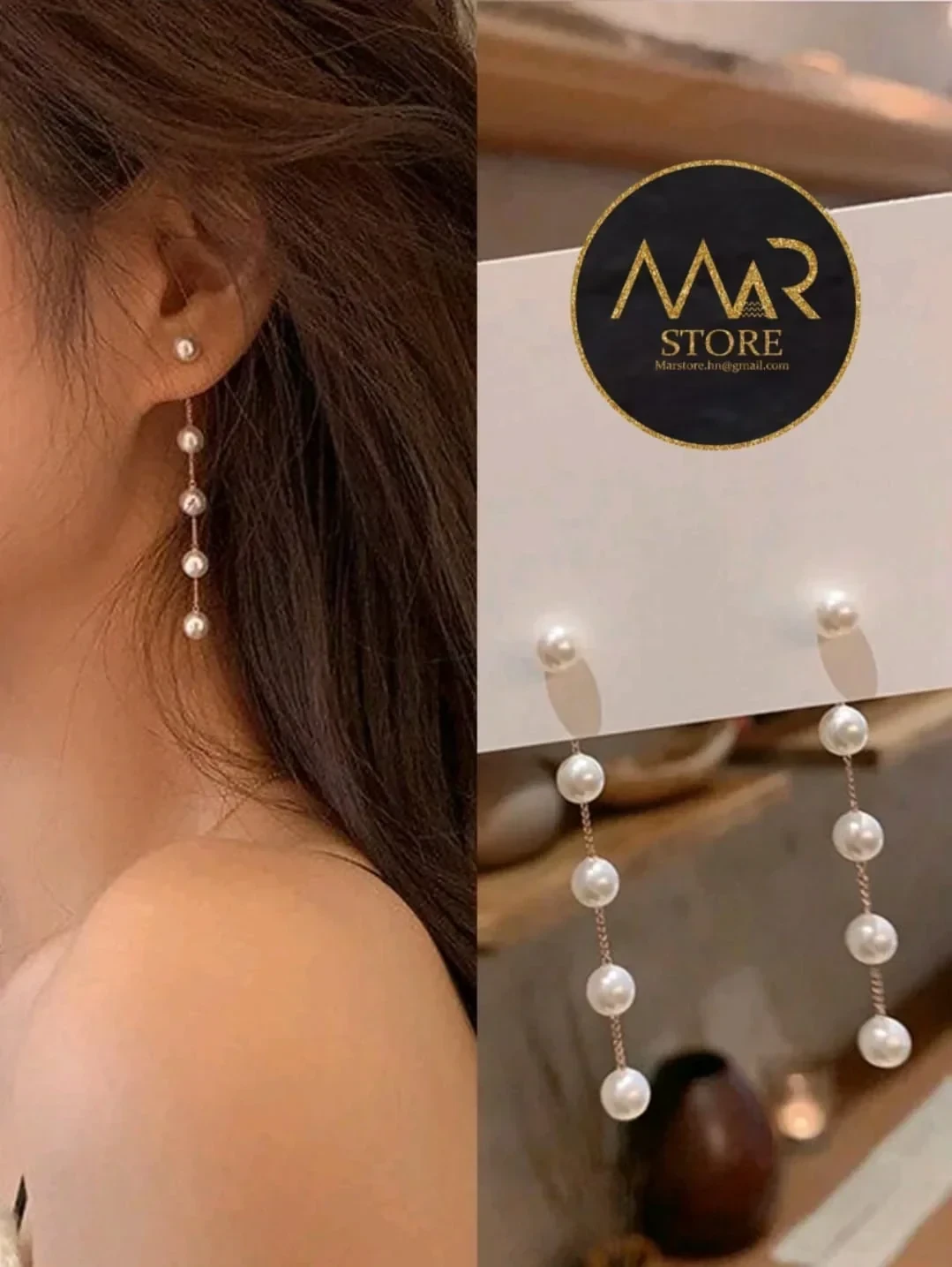Aretes de perlas de imitación