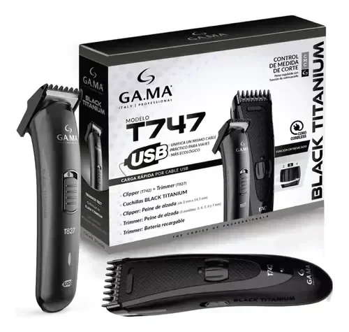 Set Corta Pelo Inalambrico Trimmer Titanium Gama T 747