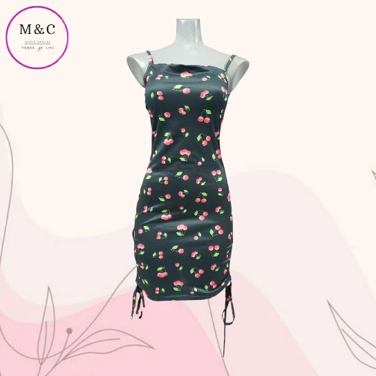 Vestido Talla- Mediana tirantes estampado cerezas 2