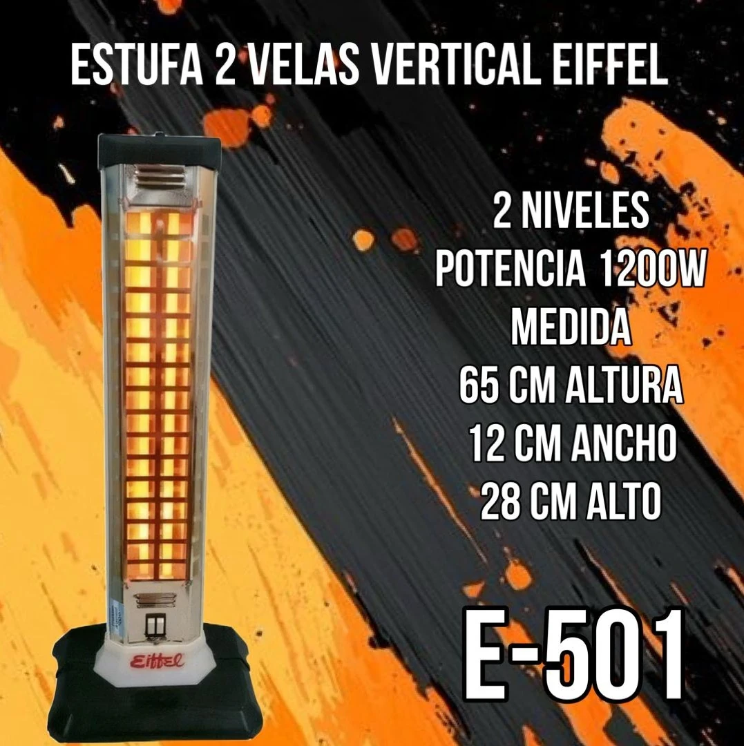 ESTUFA DE CUARZO EIFFEL E501 VERTICAL 2 VELAS