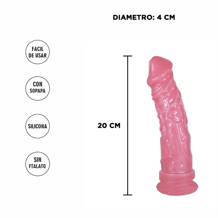 Dildo con sopapa americano grande perlado rosa 20x4c