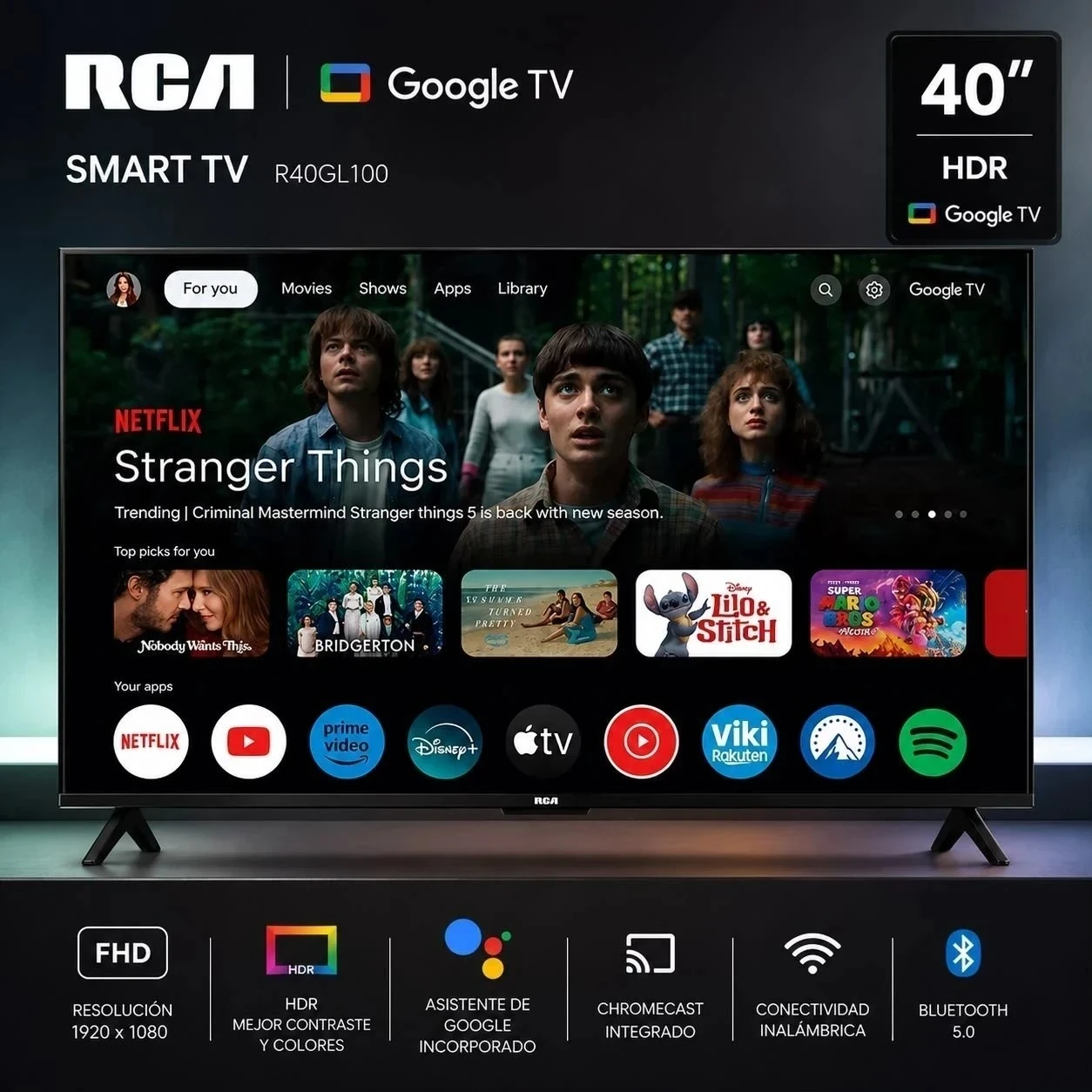 Smart Tv Rca 40 Android / Google Tv Full Hd Google Assistant R40GL100