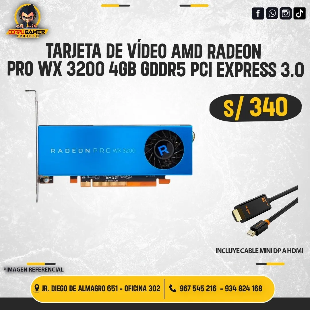 TARJETA DE VÍDEO AMD RADEON PRO WX 3200 4GB GDDR5