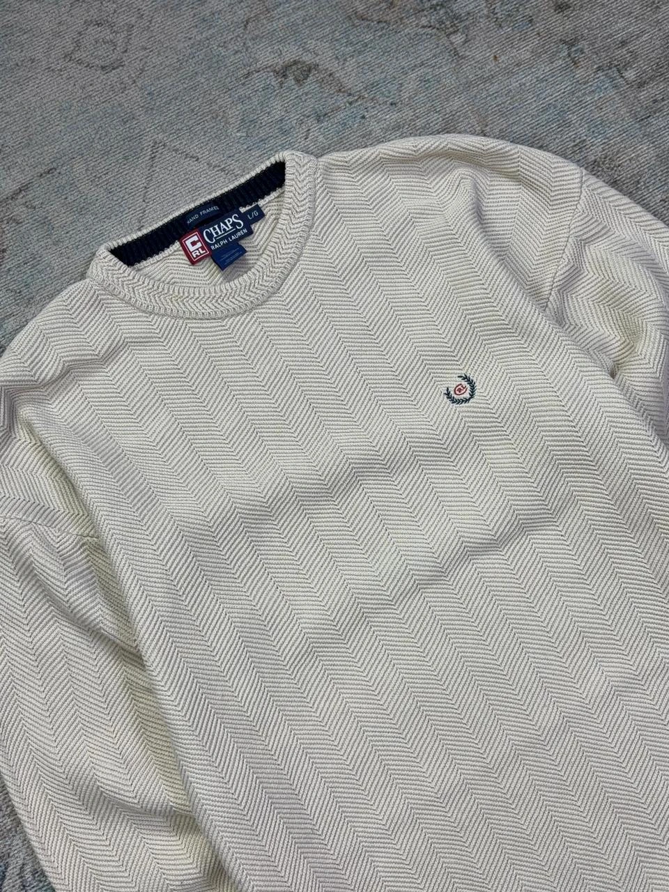 CHAPS RALPH LAUREN VINTAGE HERRINGBONE CREWNECK SWEATER 2