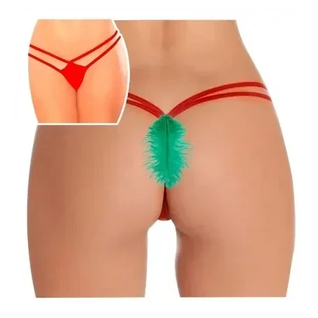 Micro Tanga Roja con Pluma Pasionel