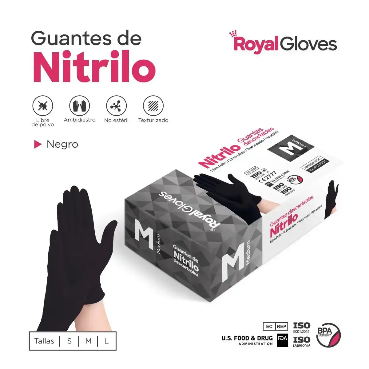GUANTES NITRILO NEGRO