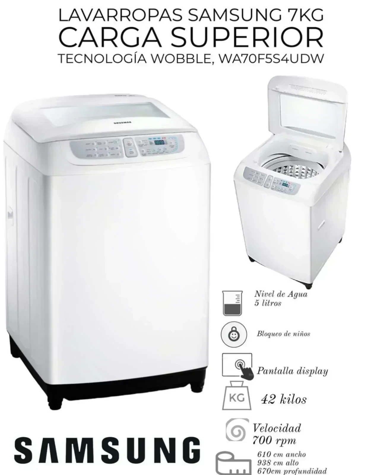 LAVARROPAS SAMSUNG WA70F5S4UDW 7KG BLANCO