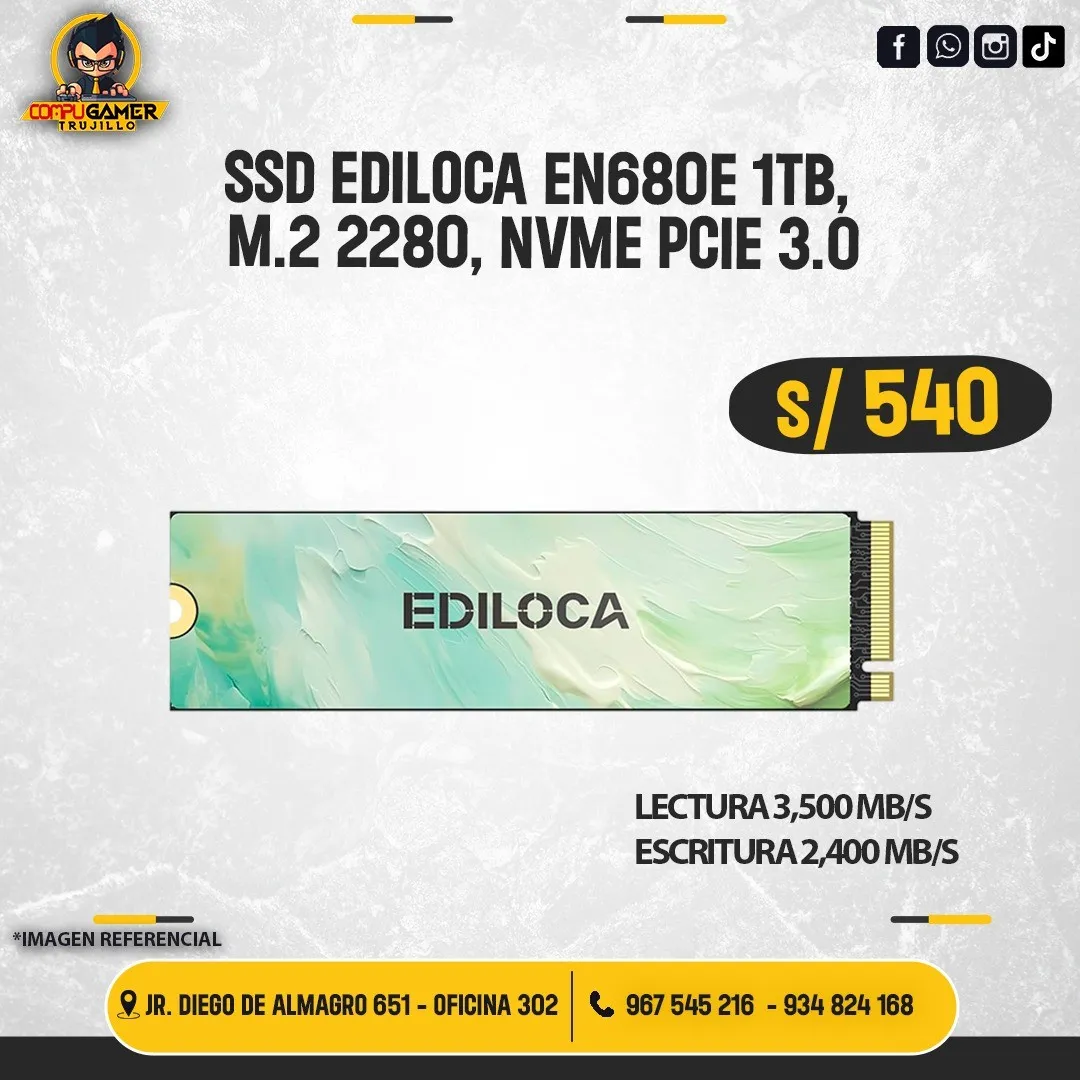 SSD EDILOCA EN680E 1TB, M.2 2280 NVME PCIE 3.0