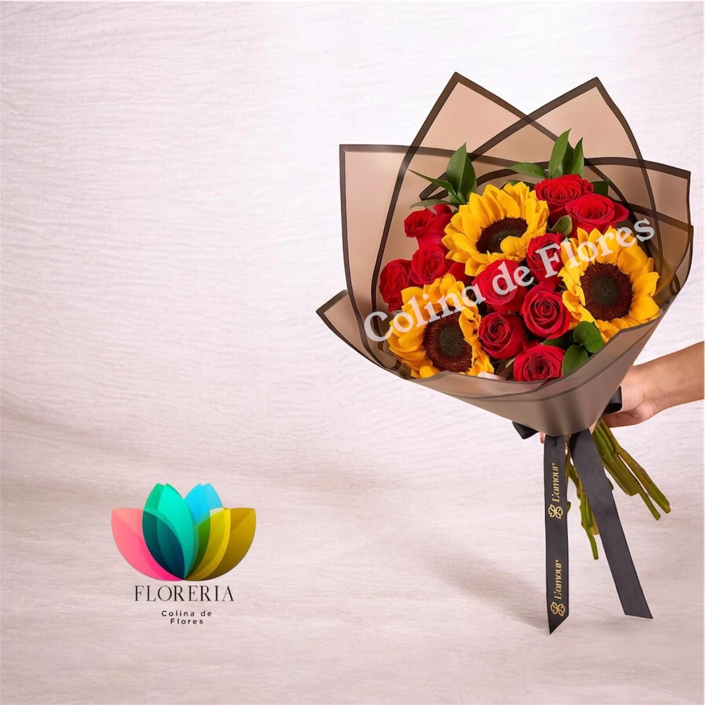 Rosas y girasoles 