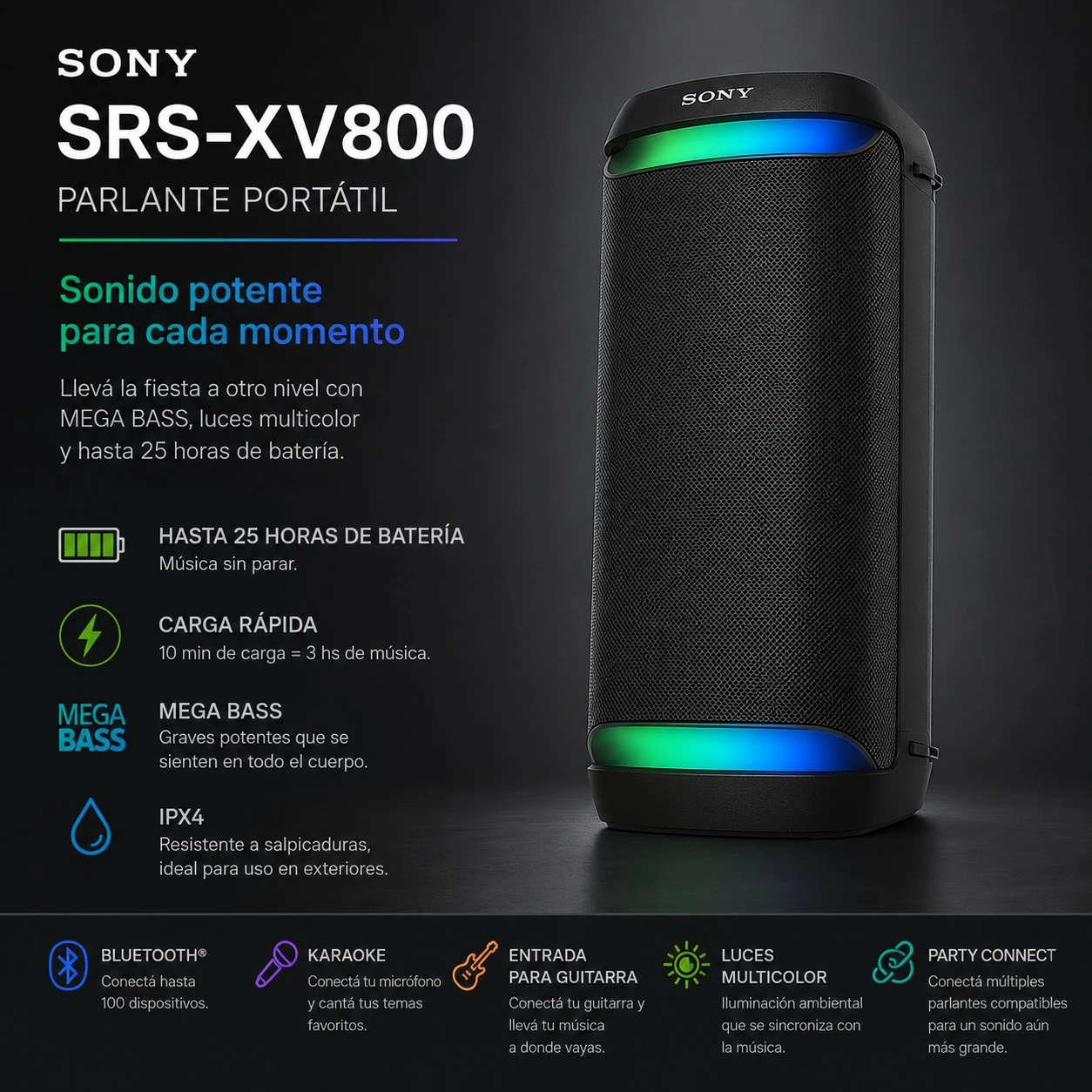 PARLANTE PORTATIL SONY SRS-XV800