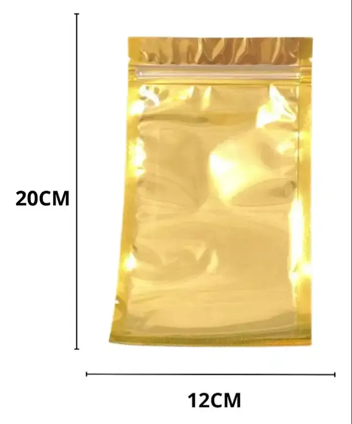 Bolsa con cierre hermetico dorado 12x20cm por 10 unidades 