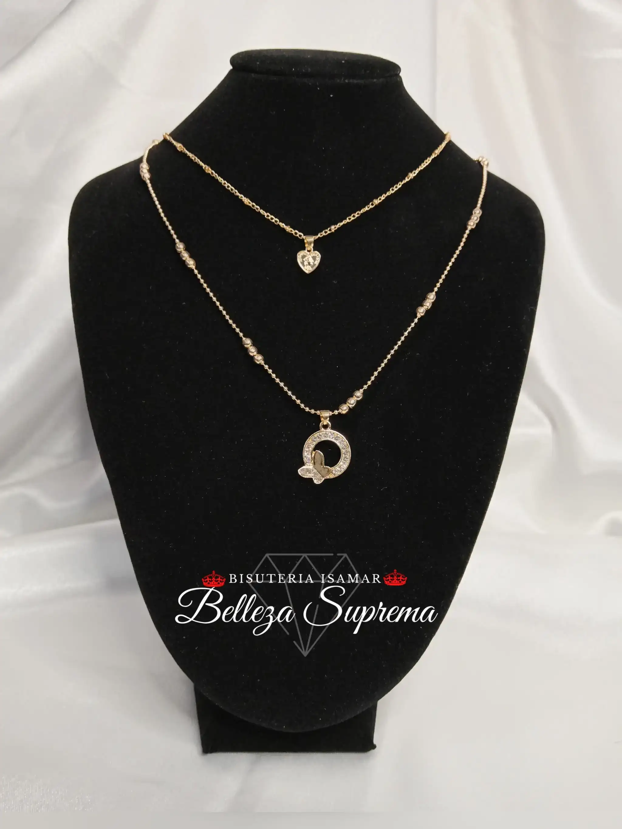COLLAR DOBLE CAÍDA MARIPOSA Y CENTAVO 2
