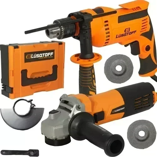 Kit Amoladora Angular 115mm + Taladro 13mm Lusqtoff 