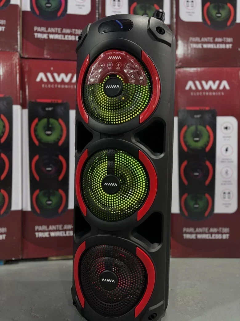 TORRE AIWA AW-T381 3x8 INCLUYE MICRÓFONO KARAOKE 
