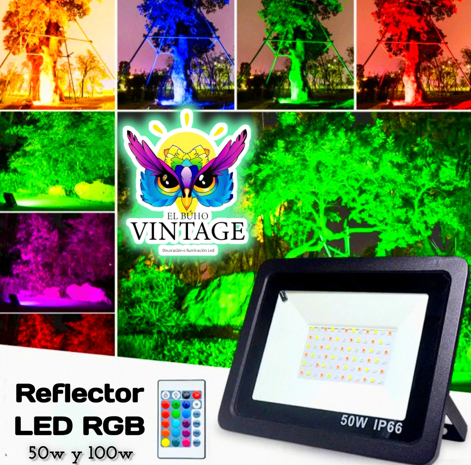 Reflector LED RGB 50w y 100w 2