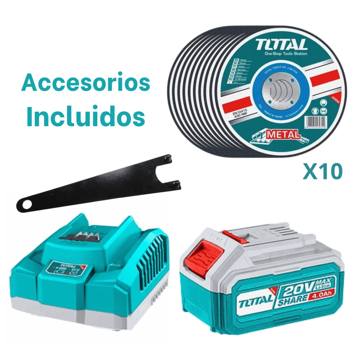 TAGLI211541 Amoladora 20v incluye bateria 4ah y cargador total 5