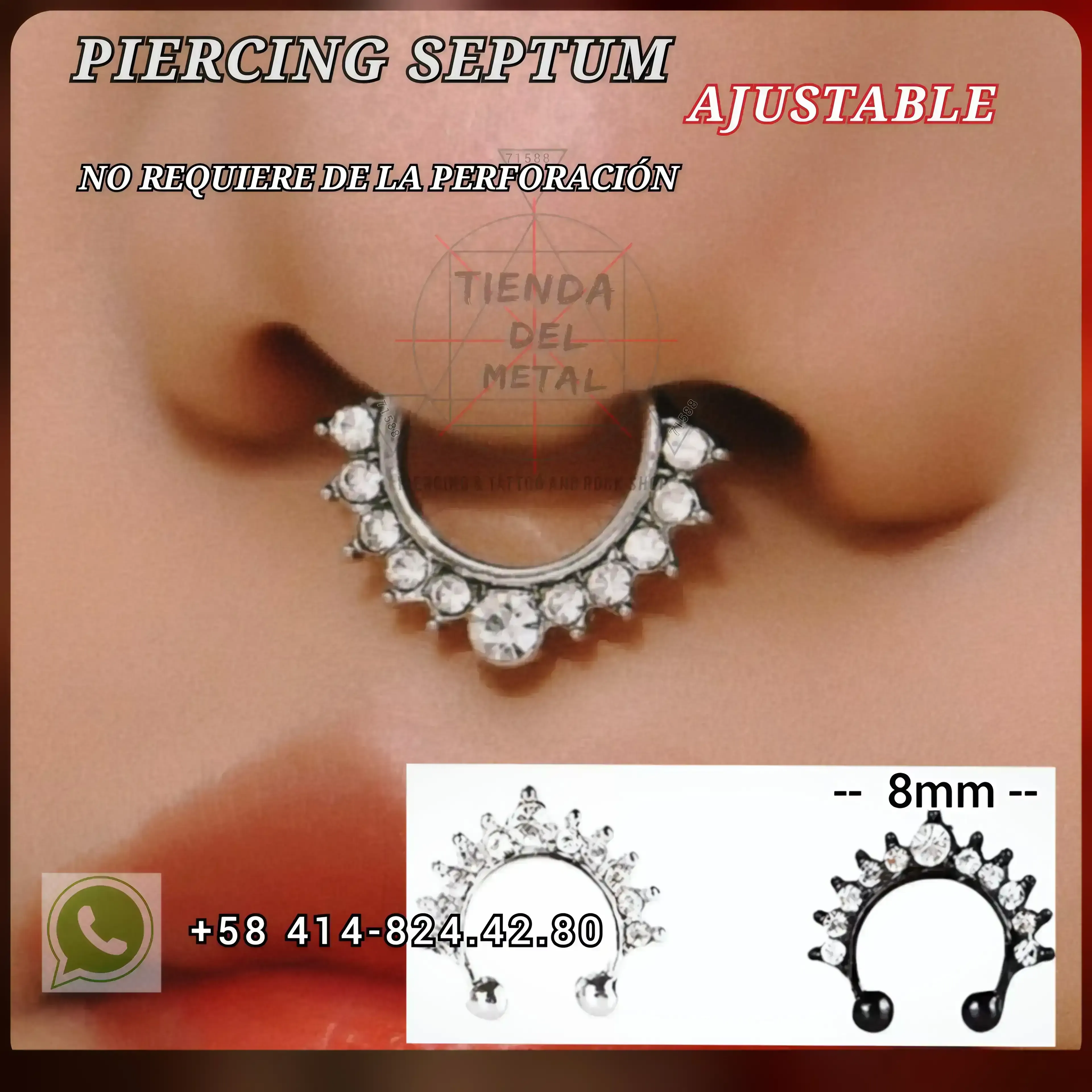 Piercing Septum Ajustable con piedra en circonia 
