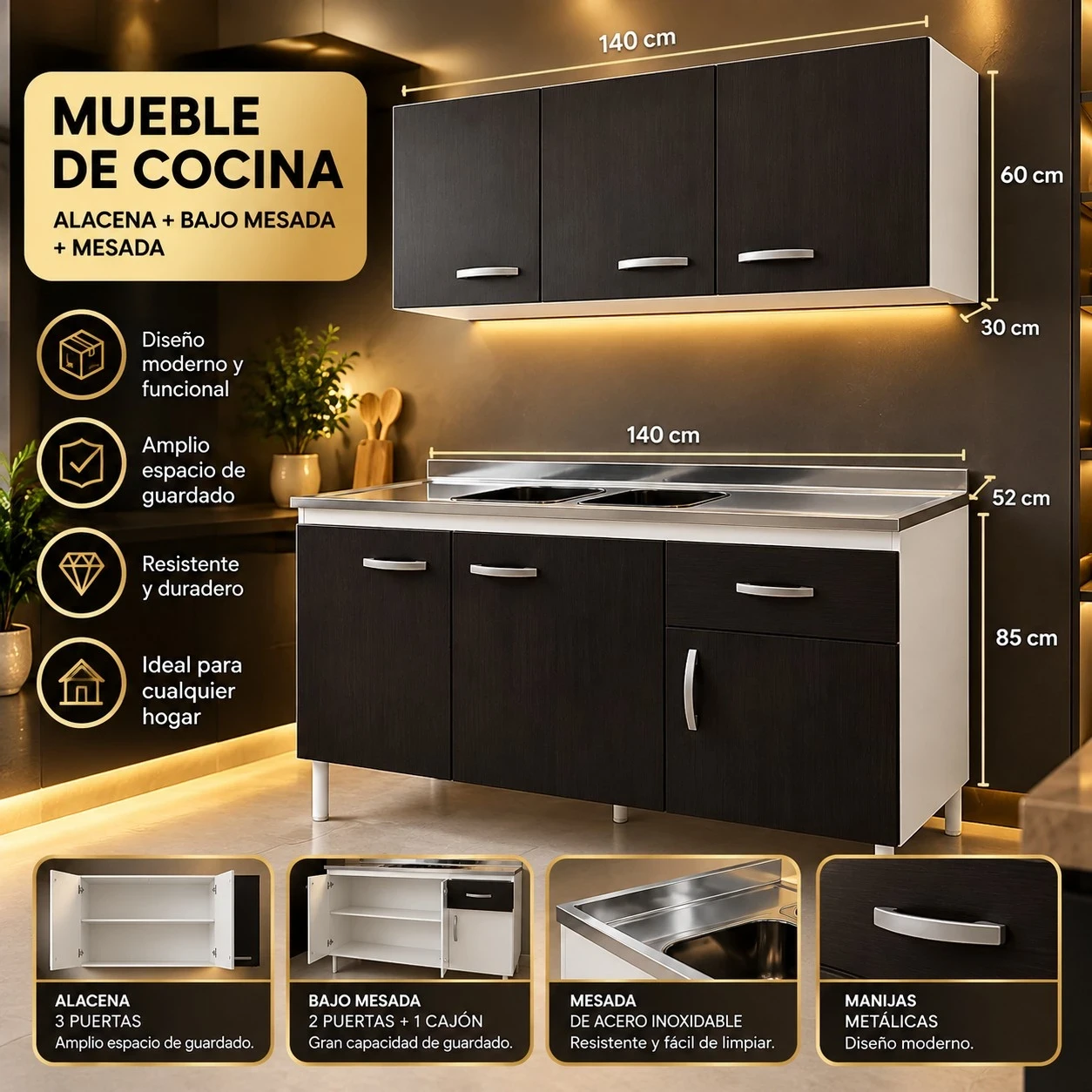 MUEBLE DE COCINA ALACENA + BAJO MESADA *CONSULTAR DISPONIBILIDAD CON EL VENDEDOR*