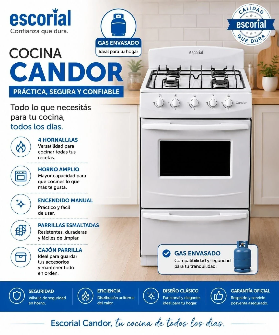 COCINA ESCORIAL CANDOR GAS LICUADO