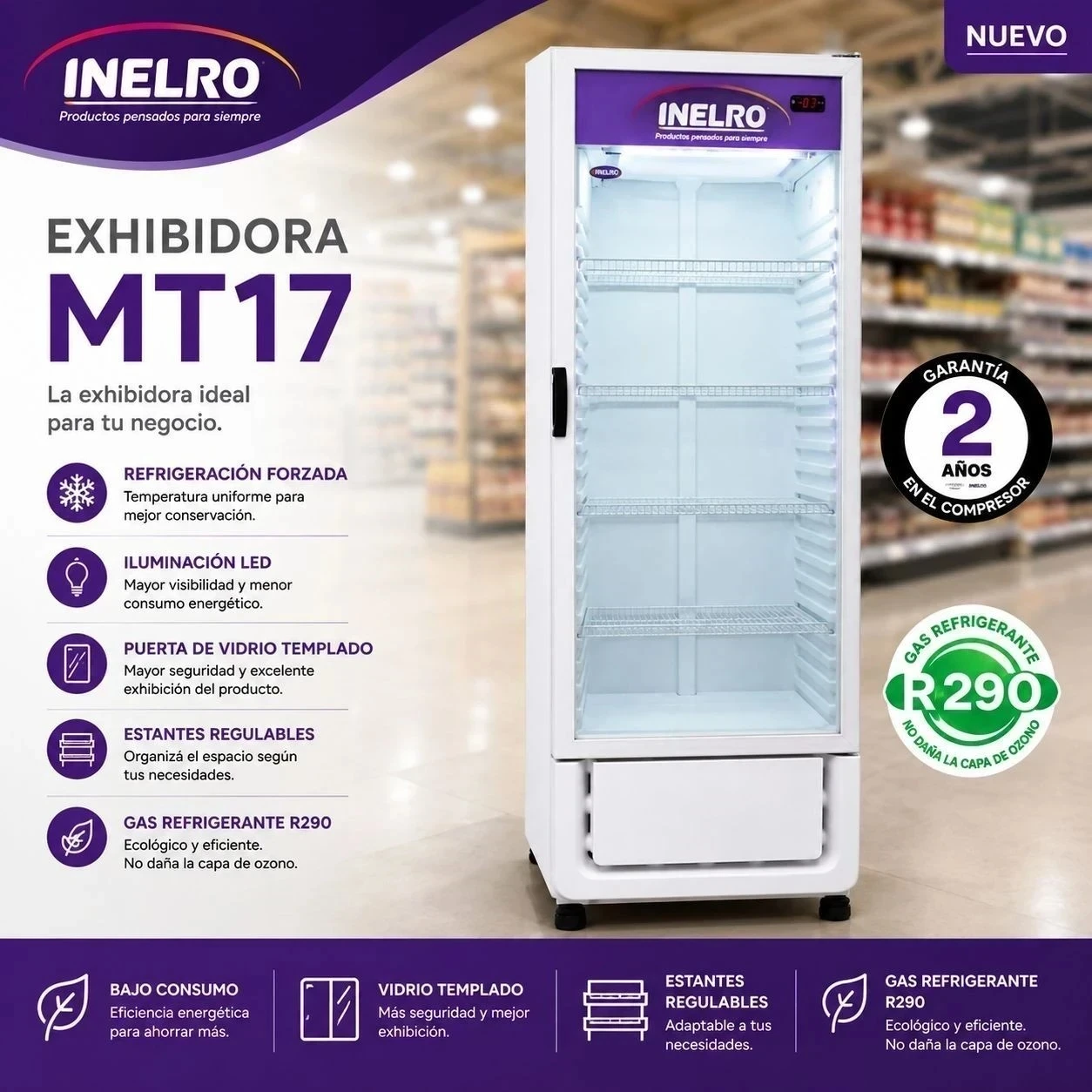 HELADERA EXHIBIDORA INELRO MT17 470lt Mt17