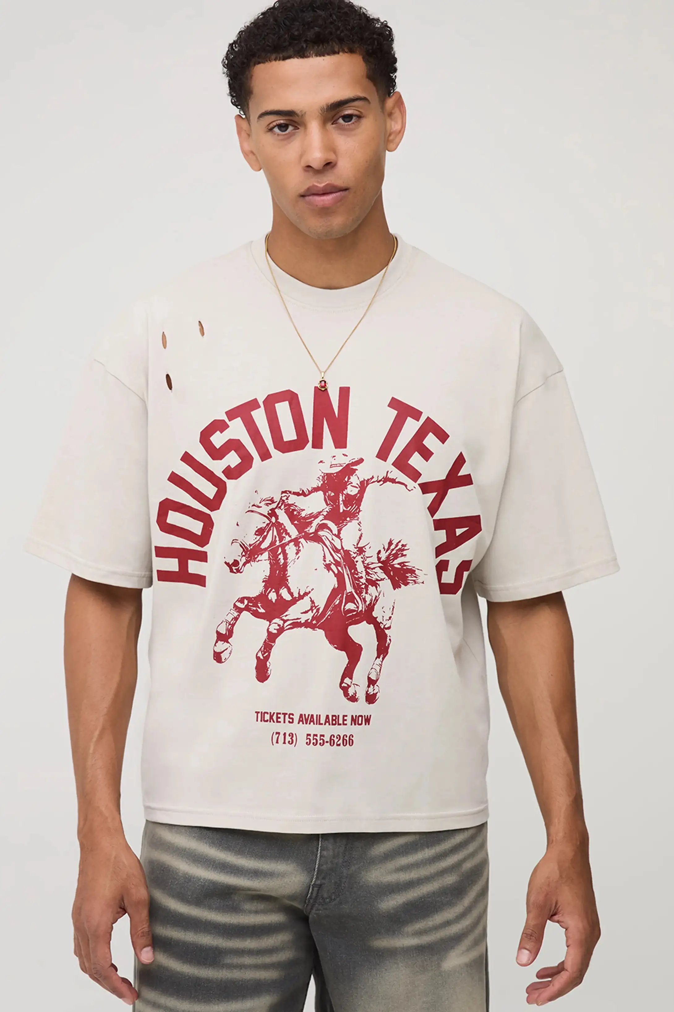 Oversized Distressed T-Shirt- Size L