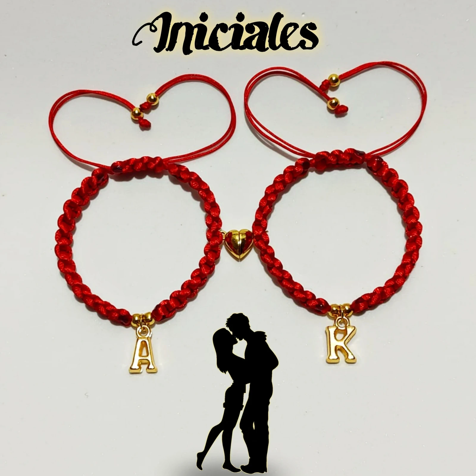 Dúo Pulseras de Iniciales Rojas