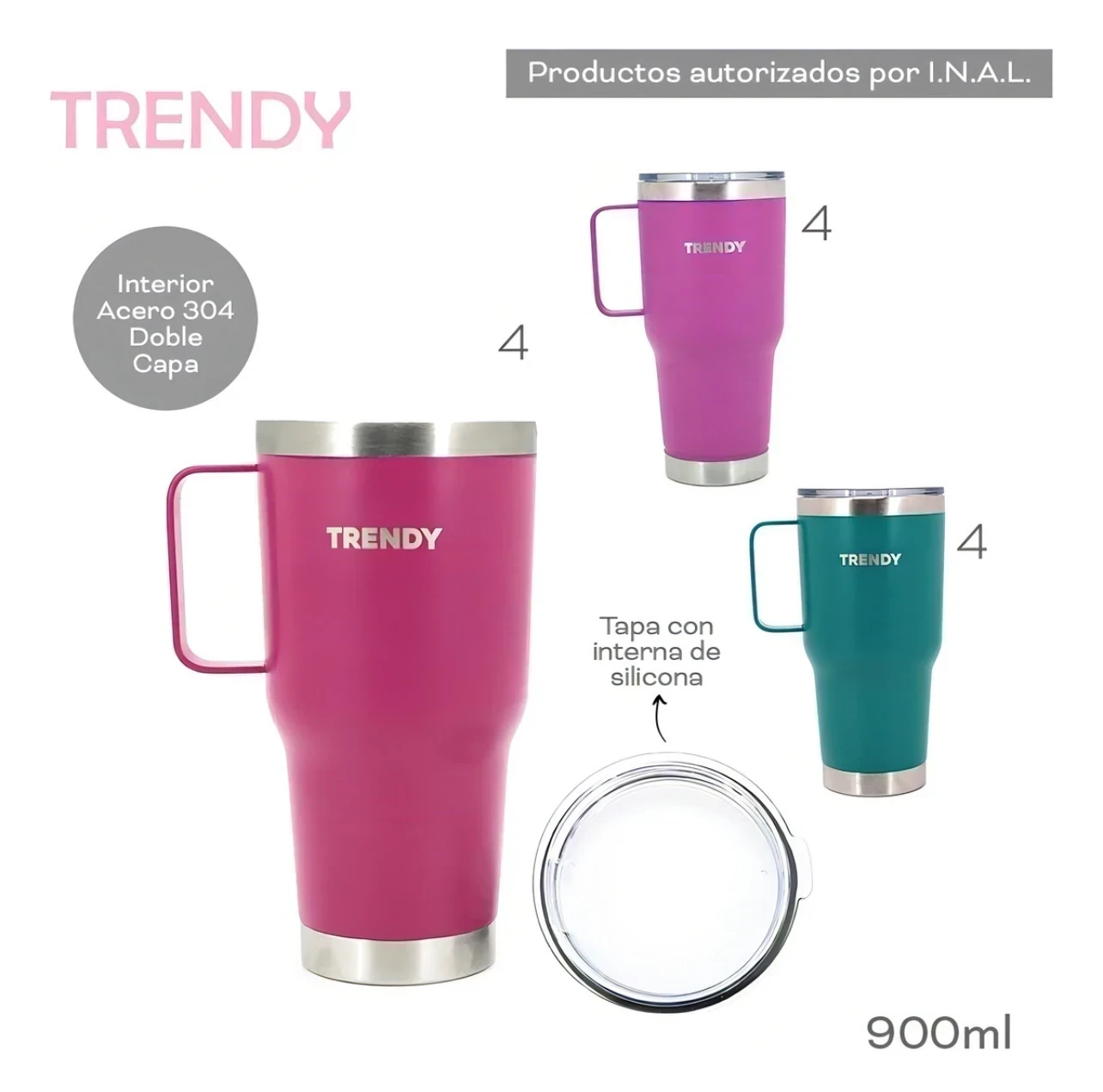 VASO TRENDY CON TAPA 900ml 16453
