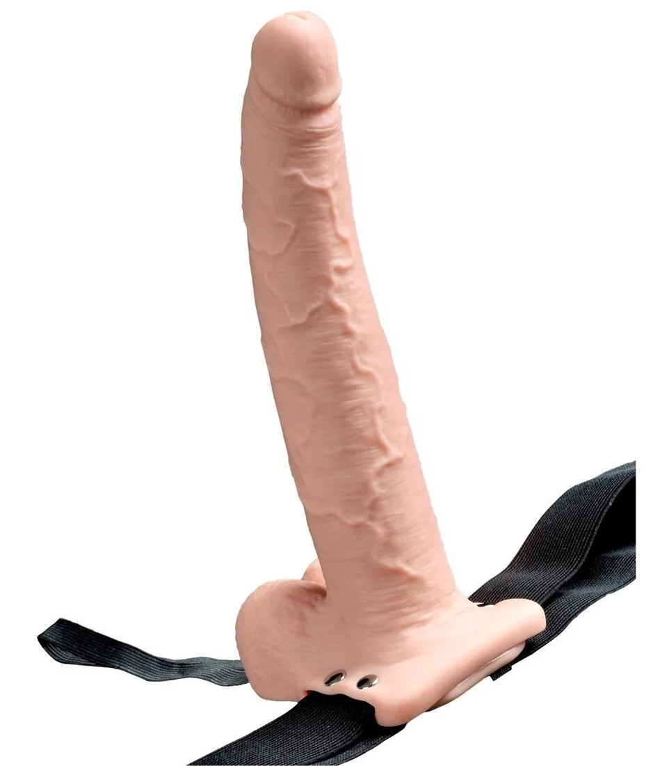 9" Hollow Rechargeable Strap On with Balls 3