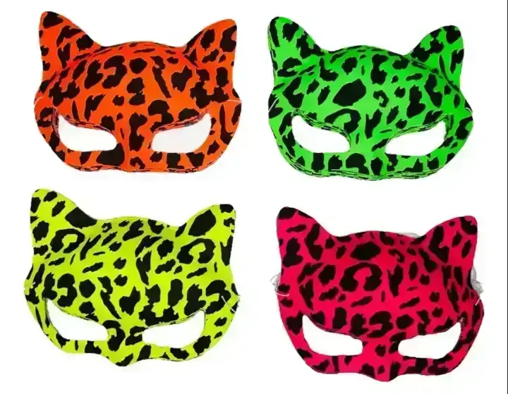 Antifaz fluo plástico gato animal print/ liso