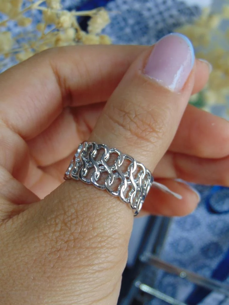 ANILLO ACERO PLATE 2 LINEAS AJUSTABLE ESLABON  2