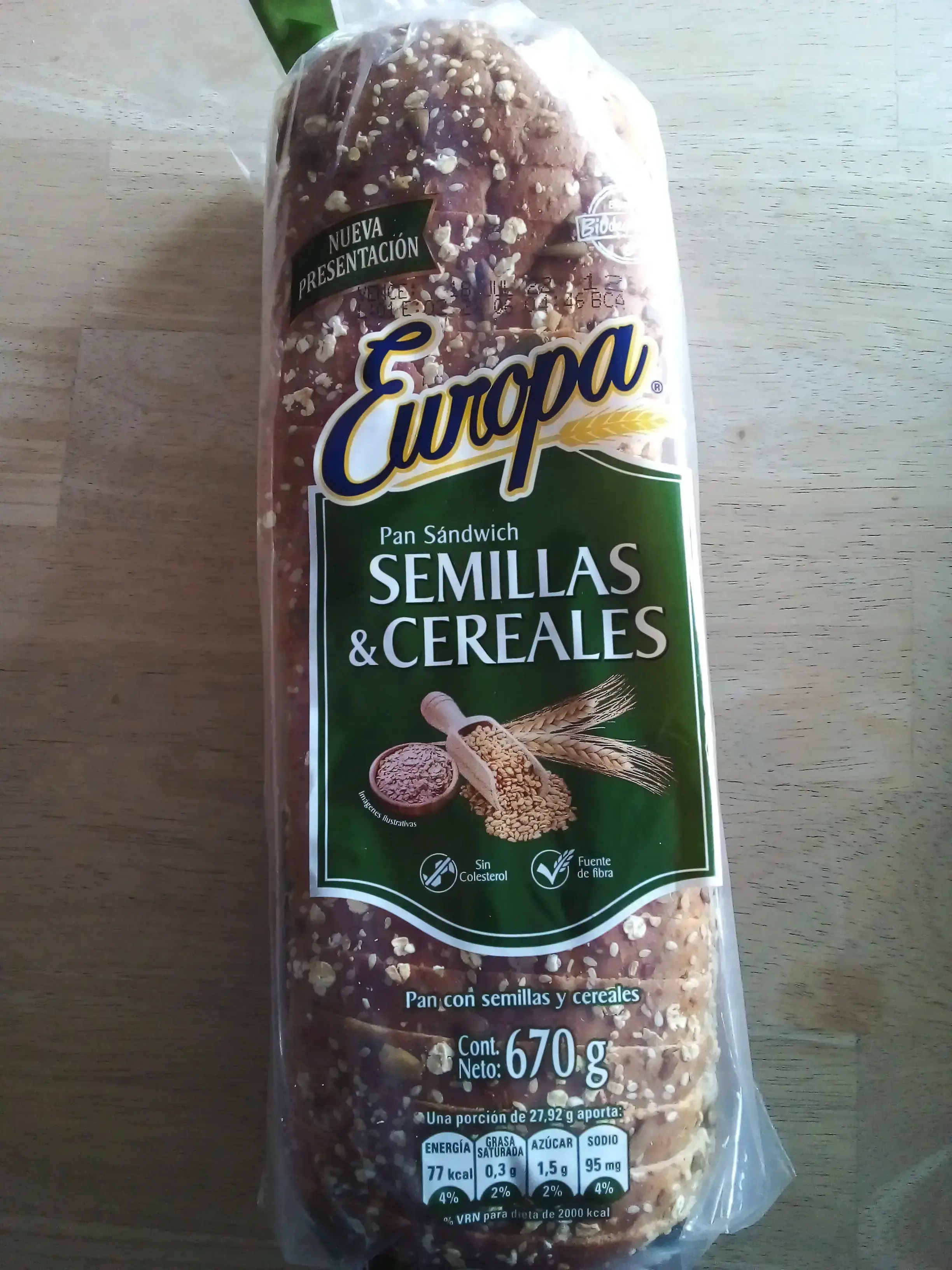 Pan europa semillas y cereales pan sandwich 670 g