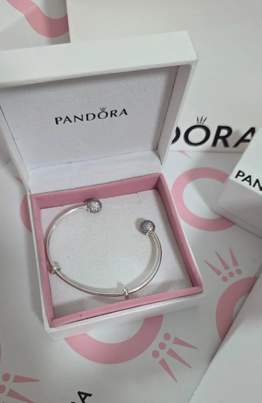 Pandora pave sparkling open bangle bracelet  2