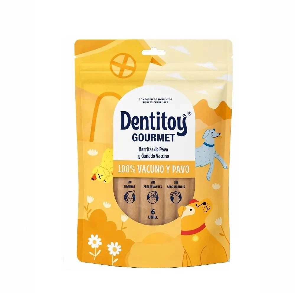 Snack Deshidratado Para Perros Barritas Gourmet De Pavo Y Ganado Vacuno X 6 Unidades