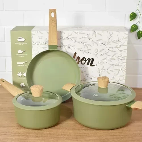 SET DE OLLAS HUDSON 5 PIEZAS LINEA OLIVA