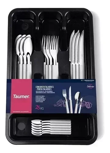 Set Cubiertos Taumer Blanco + Porta Cubiertos Blanco