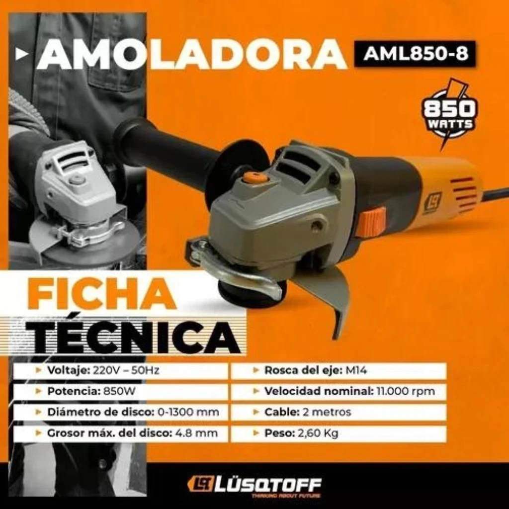 AMOLADORA ANGULAR LUSQTOFF 850W