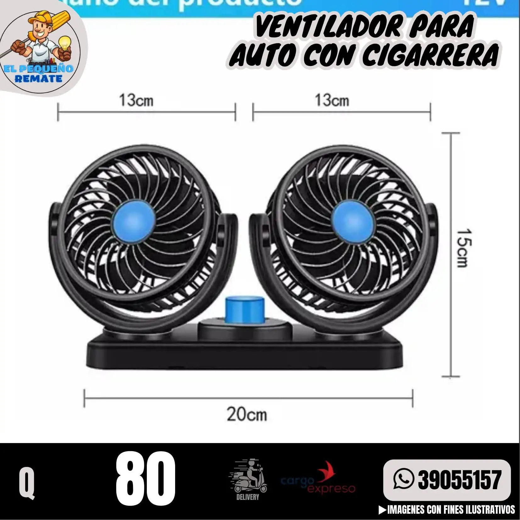 VENTILADOR PARA CARRO DOBLE 4