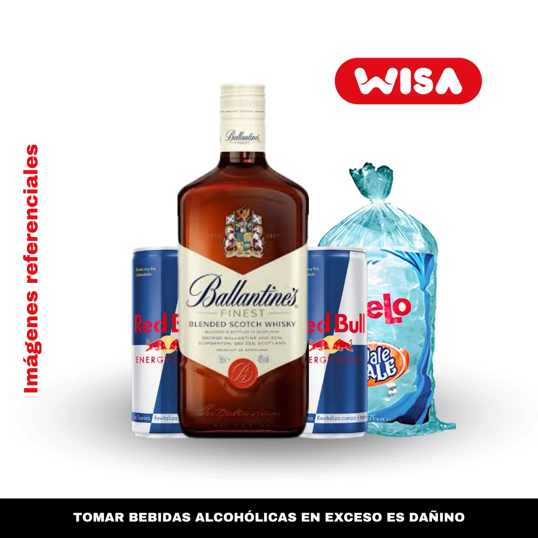 Combo Whisky Ballantines Finest 750 ML + Red Bull