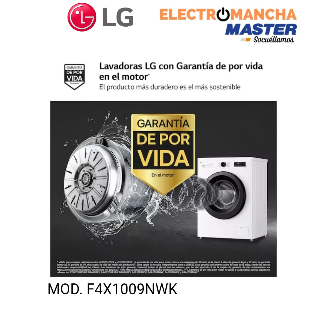LAVADORA LG F4X1009NWK 9 KILOS 1400 RPM CLASE A  4