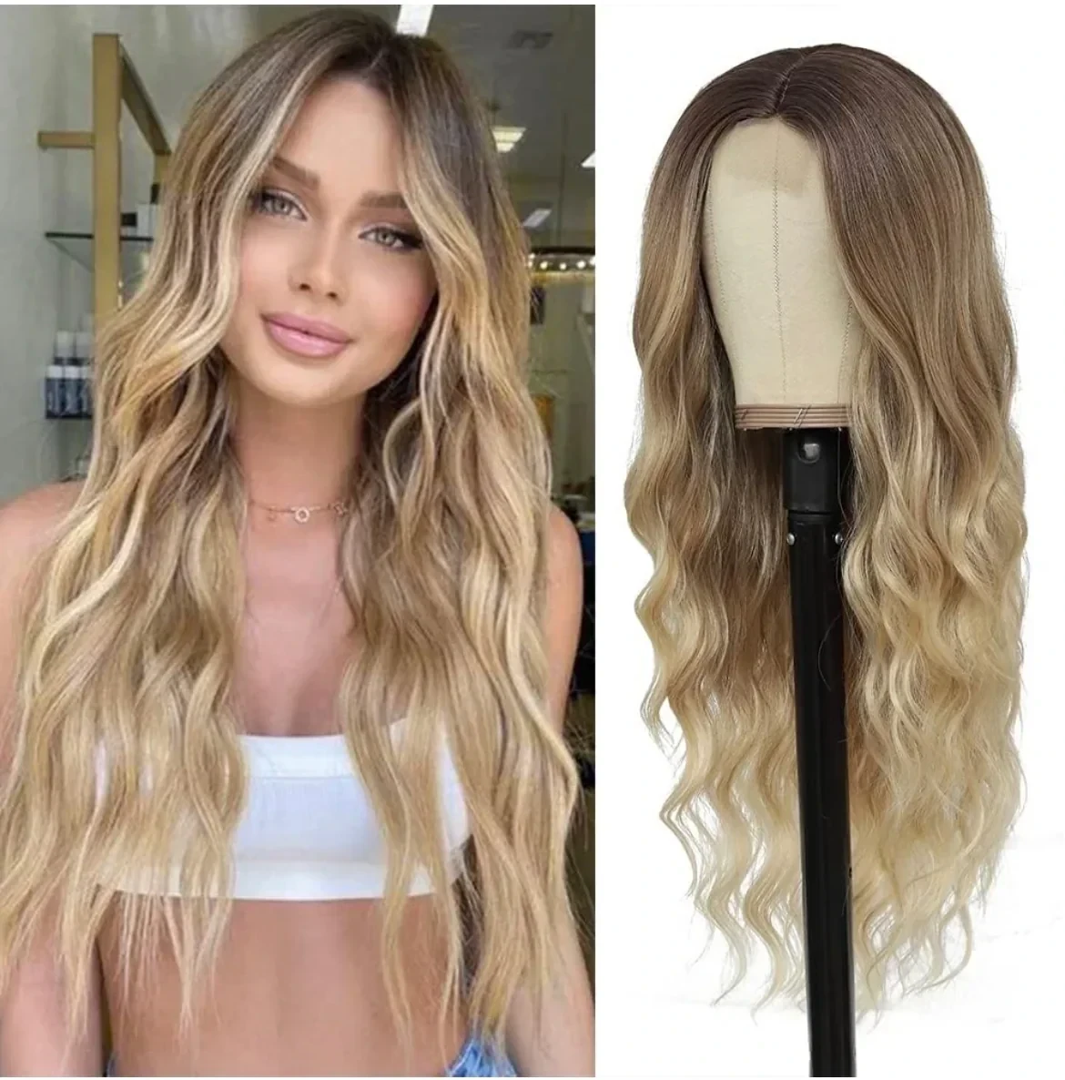 Peluca de 26” Rubio Ombre café